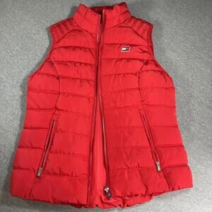 Tommy Hilfiger Women's Small Red Quilted Puffer Vest Puffer Hilfiger jacket